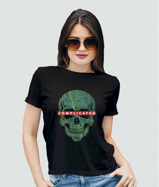 Дамска тениска с щампа Готика Complicated skull